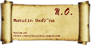 Matulin Oxána névjegykártya